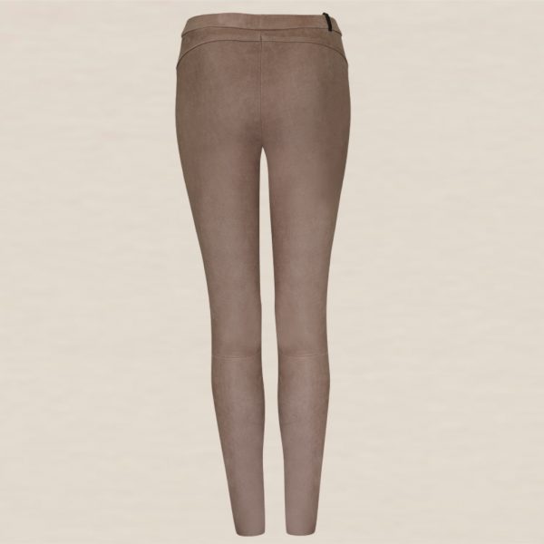 Freeform stretch leather leggings taupe by Ayasse against a beige background