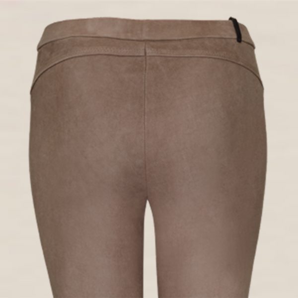Detail of Stretch leather leggings taupe by Ayasse