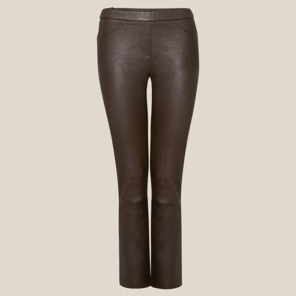 Stretch leather pants in brown