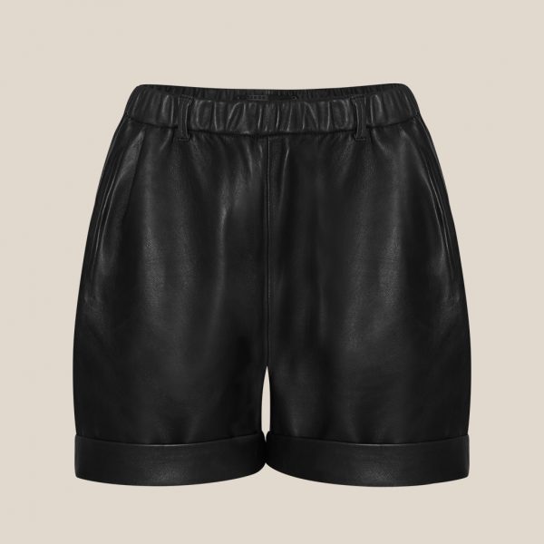 Schwarze Leder Shorts von Ayasse