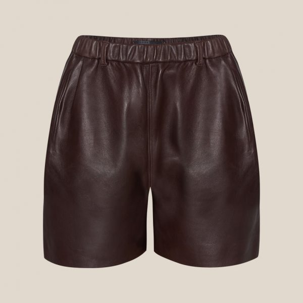 Braune Leder Shorts von Ayasse