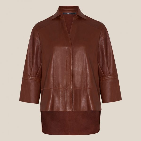 Leather blouse cognac freezer