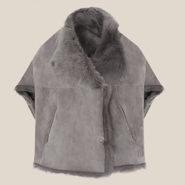 Cocoon lambskin vest in taupe