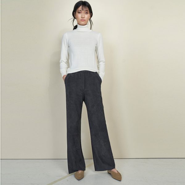 Wide stretch leather pants in anthracite from Ayasse