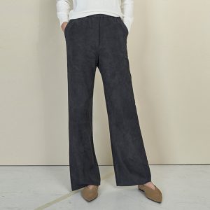 Wide stretch leather pants Lea in anthracite by Ayasse