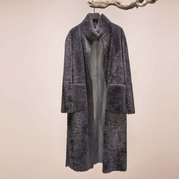 Long lambskin coat Emma by Ayasse, sustainable