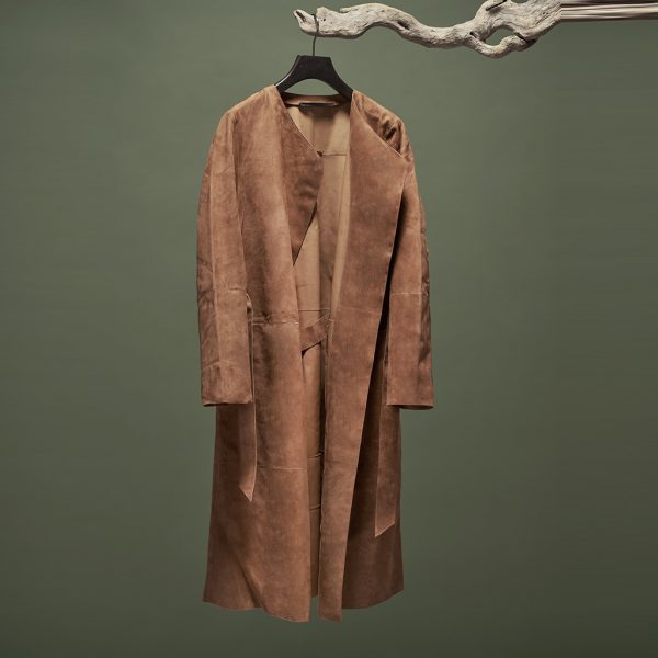 Leather coat Maggie beige velour by Ayasse
