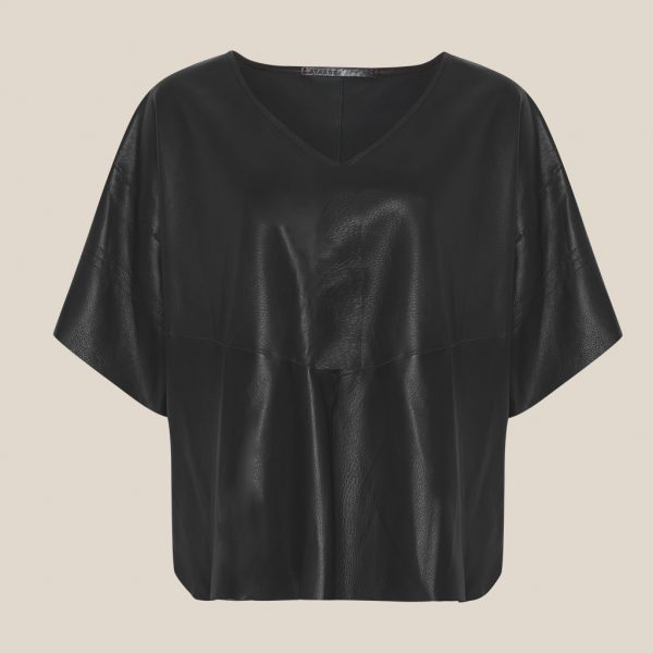 Leather T-shirt Rosa black by Ayasse