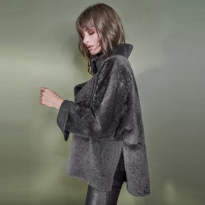 Lana lightweight lambskin jacket in slate by Ayasse
