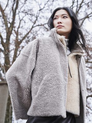 Maria lambskin jacket taupe