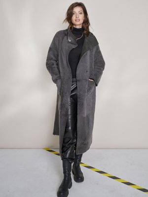 Cora lambskin coat slate