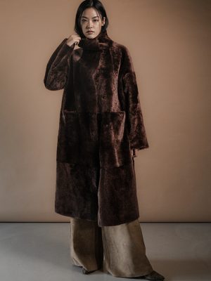 Cora Lammfellmantel Bordeaux