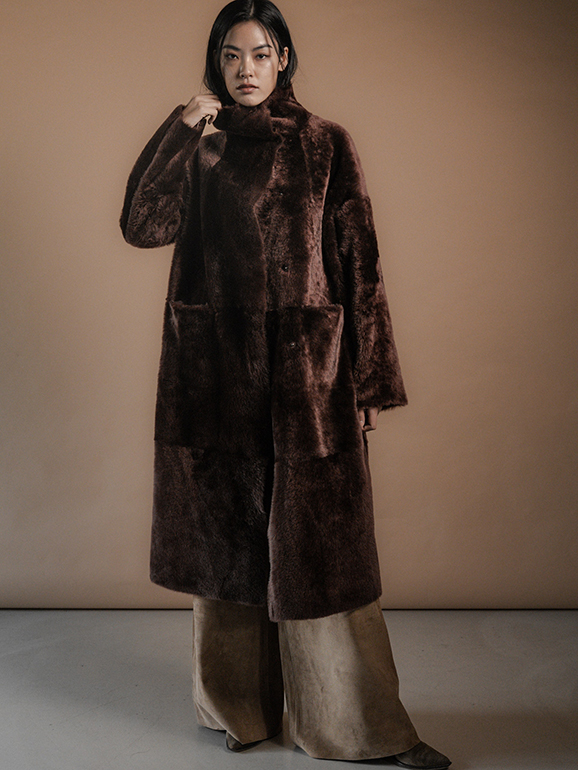 Cora Lammfellmantel Bordeaux