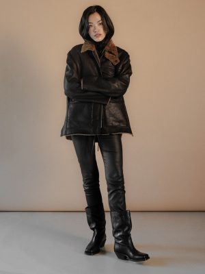 Arden lambskin jacket UNISEX Black/Ochre