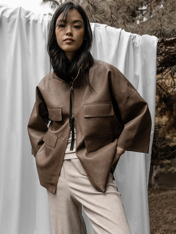 Dollyun Lederjacke Nappa Mudbath – Bild 2